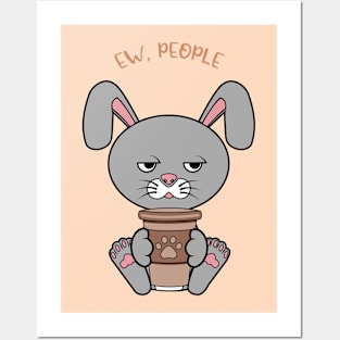 Ew people, cute cat drinking coffee Posters and Art